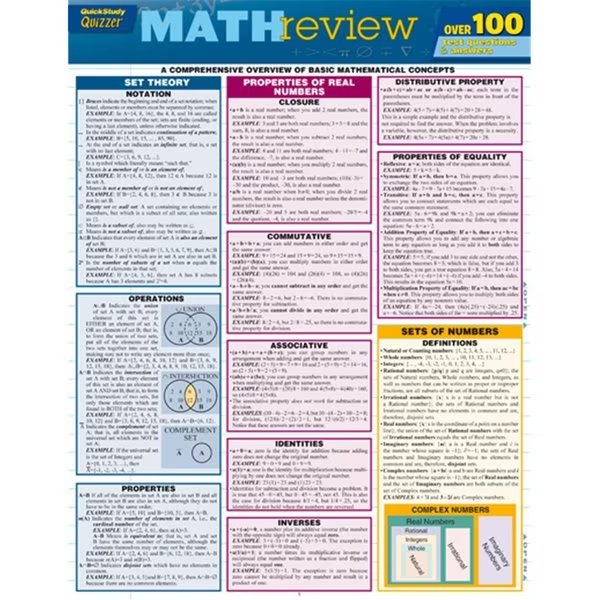 Math Review Quizzer Quickstudy Easel, Barcharts, Mfr#: 9781423217381